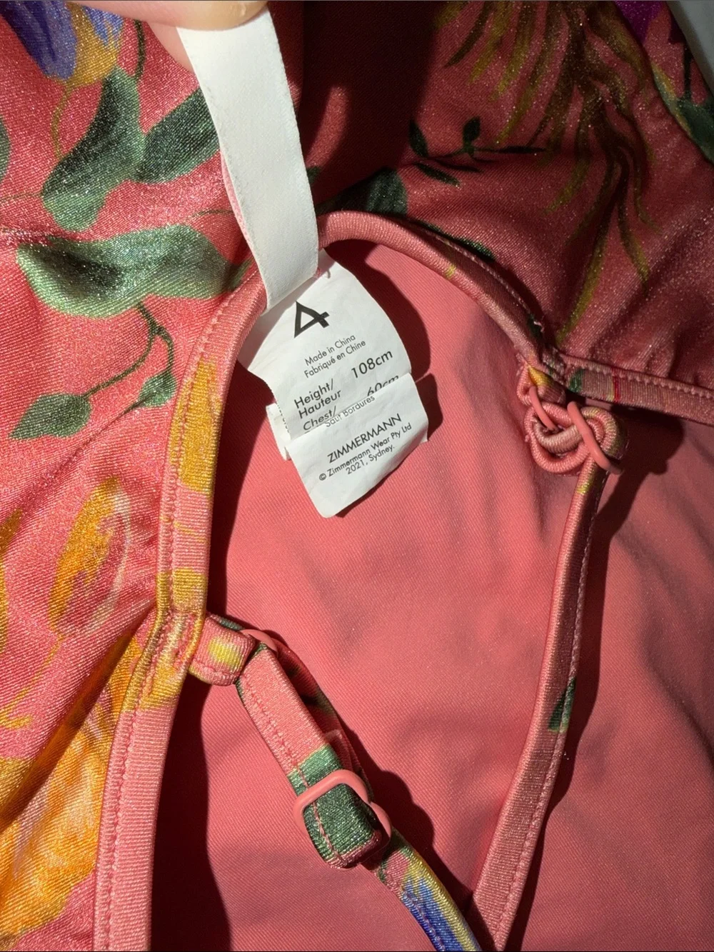 Zimmermann Coral Floral One-Piece Swimsuit 4Y